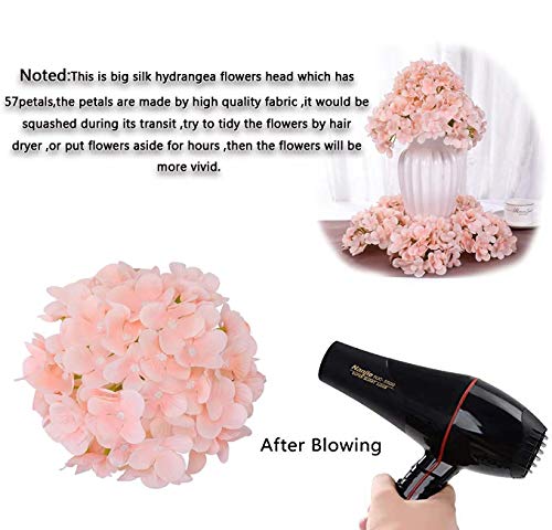 LUSHIDI 10PCS Silk Hydrangea Heads with Stems Artificial Flowers for Wedding Party Home Decor (Pink 2#) - Image 3